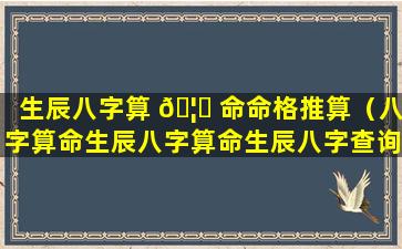 生辰八字算 🦄 命命格推算（八字算命生辰八字算命生辰八字查询）